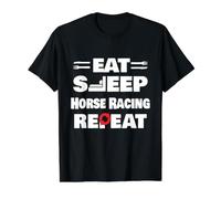Eat Sleep Horse Racing Repeat - Horse Racing Value Graphic T-Shirt, Men, Black, M
