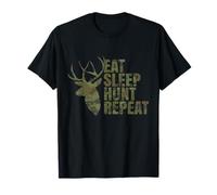 Eat Sleep Hunt Repeat Camo Vintage Deer Hunting Father's Day T-Shirt