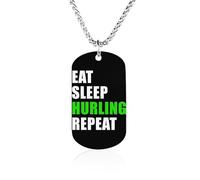 Eat Sleep Hurling Repeat Men's Pendant Necklace Chain Customizable Jewelry Dog Tag Necklaces