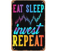 Eat Sleep Invest Repeat Crypto Forex Stock Market Investor6 Metal Signs Vintage Kitchen Bar Wall Art Man Cave Hunting Ground Farm Gift 8x12inch