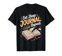Eat Sleep Journal Repeat Journaling Writing Value Graphic T-Shirt, Men, Black, L