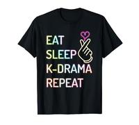 Eat Sleep K-drama Repeat Finger Heart T-shirt