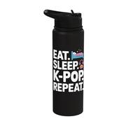 Eat Sleep K-Pop Repeat Enthusiast Life Stainless Steel Insulated Water Bottle