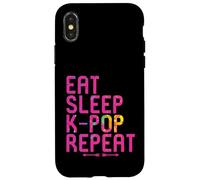 Eat Sleep K-Pop Repeat Funny Kpop and Anime Lover Quote Case for iPhone X/XS