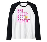 Eat Sleep K-Pop Repeat Funny Kpop and Anime Lover Quote Raglan Baseball Tee