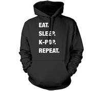 Eat Sleep K-Pop Repeat Unisex Hoodie - Black Medium
