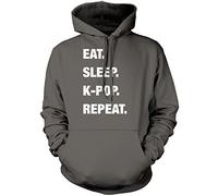Eat Sleep K-Pop Repeat Unisex Hoodie - Grey 12-13 Years