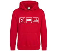 Eat Sleep Karting Hoodie Kids - For Boy or Girl Go Karting Gift Idea - Can Be Personalised, 7-8 Years, Red