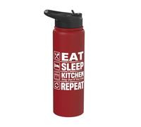 Eat Sleep Kitchen Stay Out If You Can Repeat Stainless Steel Insulated Water Bottle