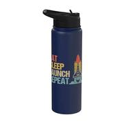 Eat Sleep Launch Repeat Rocket Science Aerospace Engineering Stainless Steel Insulated Water Bottle