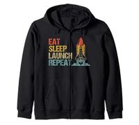 Eat Sleep Launch Repeat Rocket Science Aerospace Engineering Zip Hoodie