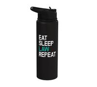 Eat Sleep Law Repeat Lawyer Judge Funny Saying Stainless Steel Insulated Water Bottle