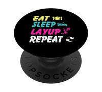 Eat Sleep Layup Repeat Basketball Humor PopSockets Adhesive PopGrip