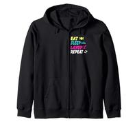 Eat Sleep Layup Repeat Basketball Humor Zip Hoodie