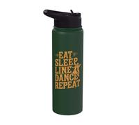 Eat Sleep Line Dance Repeat Western Line Dancing Stainless Steel Insulated Water Bottle