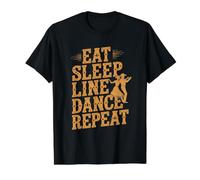 Eat Sleep Line Dance Repeat Western Line Dancing Value Graphic T-Shirt, Men, Black, L