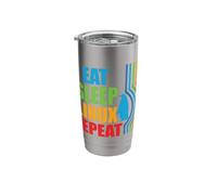 Eat Sleep Linux Repeat Classic 70s Linux Penguin for Nerds Stainless Steel Insulated Tumbler