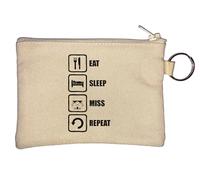 Eat Sleep Miss Repeat Key Chain Coin Purse Beige
