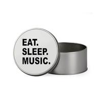 Eat Sleep Music, Music Sarcasm Gift, Metal Tin Storage Box Biscuit Chocolate Tin Emergency Stuff Tin. (Round)