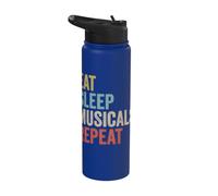 Eat Sleep Musicals Repeat Retro Broadway Theatre Actor Stainless Steel Insulated Water Bottle