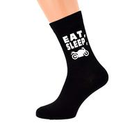 Eat Sleep on my Bike with Motorbike Image Design Mens Black Cotton Rich Socks