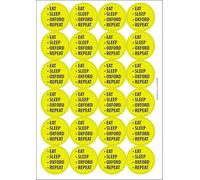 Eat Sleep Oxford Repeat Circular Matt Paper Stickers A4 Sheet of 24 (Each Sticker is 45mm Diameter)