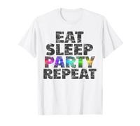 Eat Sleep Party Repeat Rainbow Dark T-Shirt