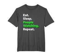Eat Sleep People-Watching Repeat Funny Hobby T-Shirt, Men's Big and Tall, Dark Heather Grey, 2X Tall