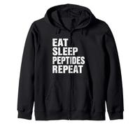 Eat Sleep Peptides Repeat Funny Skincare Health Wellness Zip Hoodie
