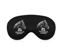 Eat Sleep Photograph Horse Fashion Eye Mask Printed Sleep Masks Soft Unisex Blackout Covering with Adjustable Strap