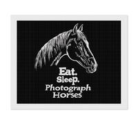 Eat Sleep Photograph Horse Square Diamond Art Kits for Adults 5D DIY Full Drill Painting Gems Wall Arts and Crafts 16"x20"