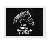 Eat Sleep Photograph Horse Square Diamond Art Kits for Adults 5D DIY Full Drill Painting Gems Wall Arts and Crafts 12"x16"