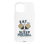 Eat Sleep Pickleball Repeat Forever Funny Pickleball Case for iPhone 15