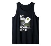 Eat Sleep Pickleball Repeat Fun Slogan Tank Top