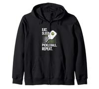 Eat Sleep Pickleball Repeat Fun Slogan Zip Hoodie