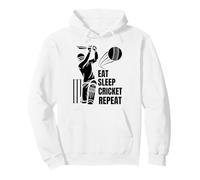 Eat Sleep Play Cricket Repeat Batsman Batting Cricketer Art Pullover Hoodie