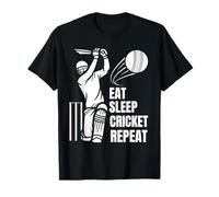 Eat Sleep Play Cricket Repeat Batsman Batting Cricketer Art T-Shirt