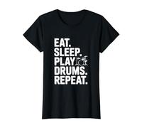 Eat Sleep Play Drums Repeat Musician Life Value Graphic T-Shirt, Women, Black, L
