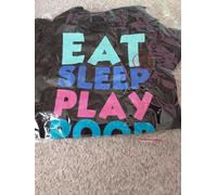 Eat Sleep Play Pet T-Shirt, Small, Black with Colourful Text Design