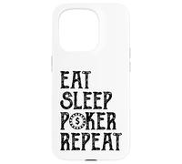 Eat Sleep Poker Repeat Vintage Chip Design Card Game Style Case for iPhone 15 Pro
