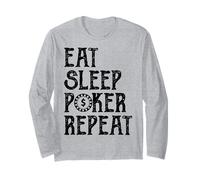 Eat Sleep Poker Repeat Vintage Chip Design Card Game Style Long Sleeve T-Shirt