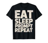 Eat Sleep Prompt Repeat AI Engineer Value Graphic T-Shirt, Men, Black, S