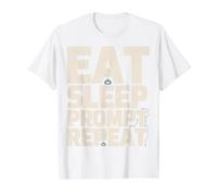 Eat Sleep Prompt Repeat AI Engineer Value Graphic T-Shirt, Men, White, XL