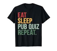 Eat Sleep Pub Quiz Repeat Funny Bar Trivia Quiz Master T-Shirt, Men, Black, XX-Large