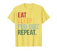 Eat Sleep Pub Quiz Repeat Funny Bar Trivia Quiz Master T-Shirt, Men, Lemon Yellow, 3X-Large