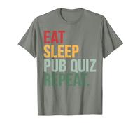 Eat Sleep Pub Quiz Repeat Funny Bar Trivia Quiz Master T-Shirt, Men, Olive Heather, Large