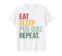 Eat Sleep Pub Quiz Repeat Funny Bar Trivia Quiz Master T-Shirt, Men, White, 3X-Large