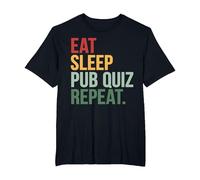 Eat Sleep Pub Quiz Repeat Funny Bar Trivia Quiz Master T-Shirt, Men's Big and Tall, Black, 2X Tall
