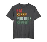 Eat Sleep Pub Quiz Repeat Funny Bar Trivia Quiz Master T-Shirt, Men's Big and Tall, Dark Heather Grey, 3X Tall