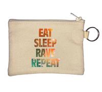 Eat Sleep Rave Repeat Cosmic Dance Key Chain Coin Purse Beige